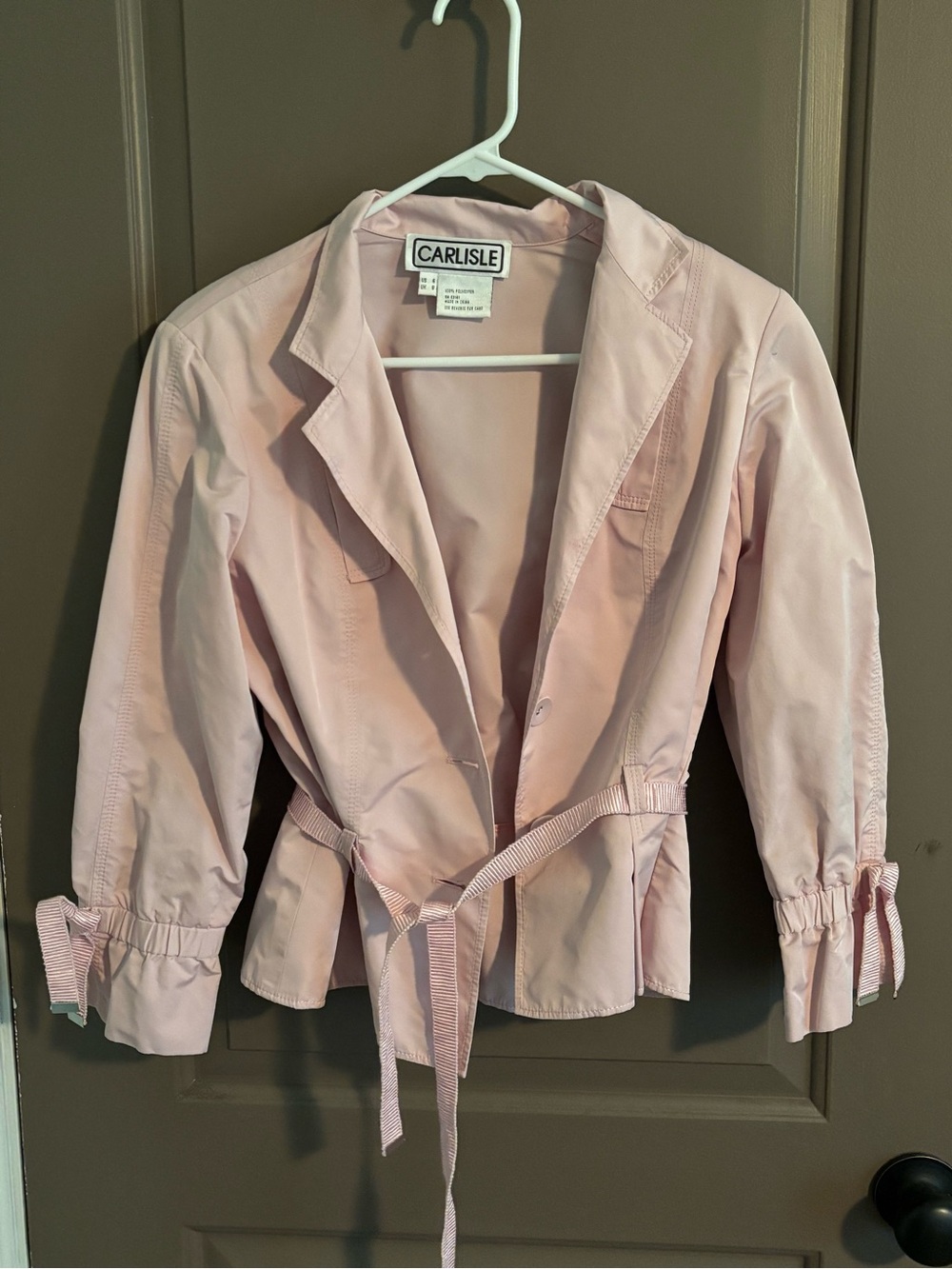 Carlisle Pastel Pink Tie-Waist Blazer